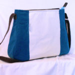 Sac cabas upcycling Blue flower MX - dos